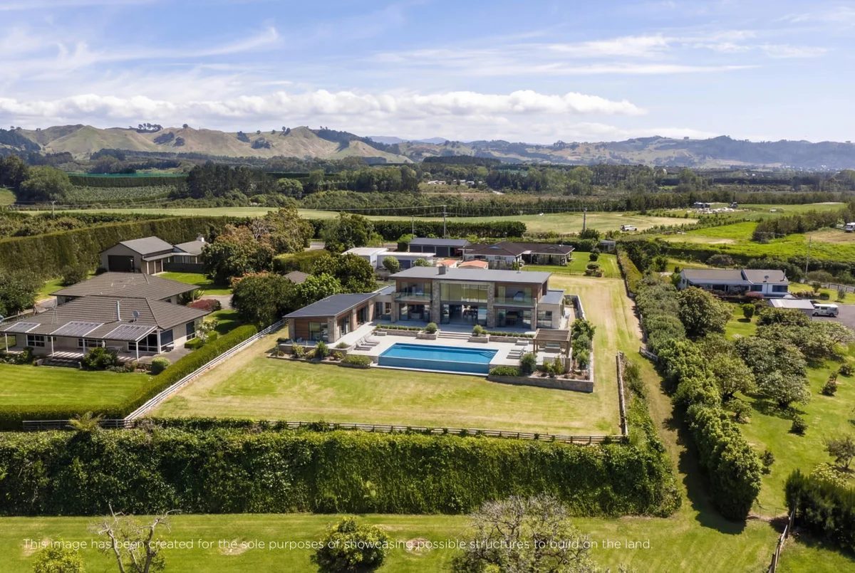 A neighbouring home and the hinterland from the air