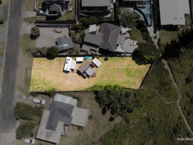 Top-down view of the section among the beachfront homes