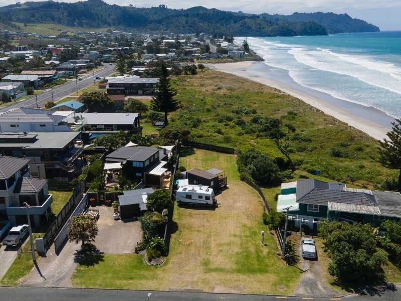The township and the long sweep of beach from the air